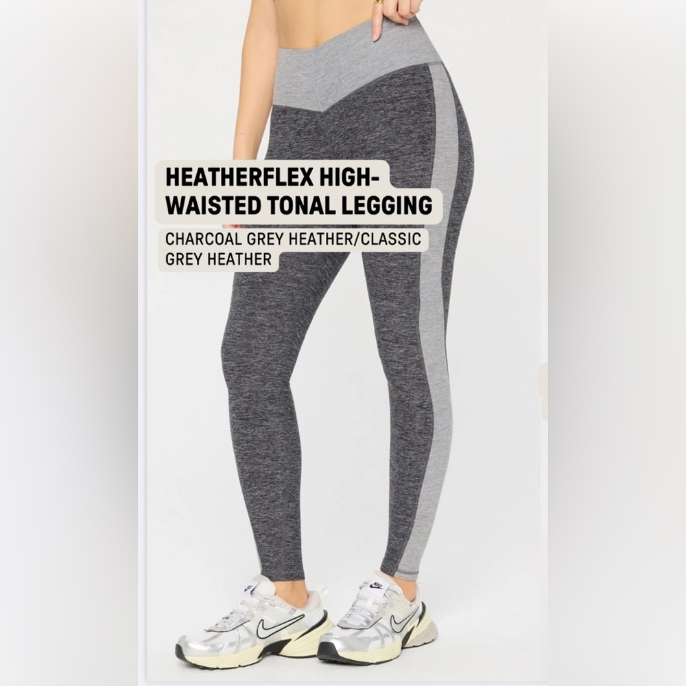 Fabletics HeatherFlex High-Waisted Tonal Legging - Charcoal Grey